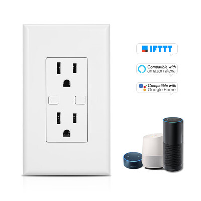 

Smart WiFi Wall Outlet Plug WiFi Wall Socket with 2 Independent Control Voice Control Compatible with Amazon Alexa&Google Home