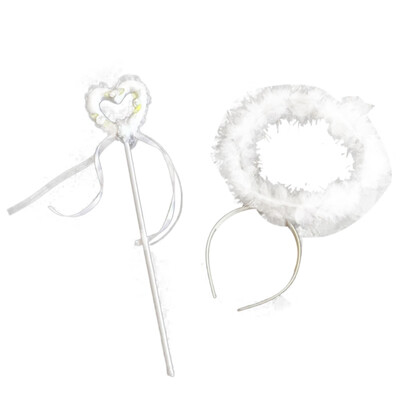 

Hair Hoop Headband Angel Magic Wand Christmas party Flower Girl Wedding Headware Angel Fairy Stick Set