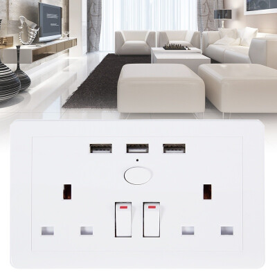 

21 A Electrical Double Switched British Standard Switch Socket with 3 USB British Standard Wall Socket