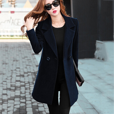 

Toponeto Womens Winter Lapel Wool Coat Trench Jacket Long Sleeve Overcoat Outwear