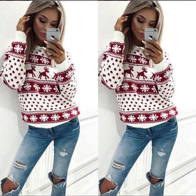 

Women Casual Long Sleeve Hoodie Sweatshirt Blouse Tops Hooded T-shirt Pullover Christmas Winter