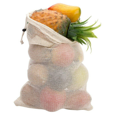 

Reusable Fruit vegetables Storage Foldable Large Capacity Grocery Cotton Mesh Fruit Storage Bag