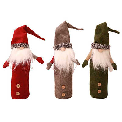 

Christmas Xmas Santa Gnome Wine Bottle Protector Sleeve Decoration Wizard Desk Travel Picnic Case Bag Festival Holiday Gift