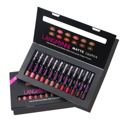 

12pcslot Matte Lipstick Waterproof Nutritious Velvet Lip Stick Pen Red Tint Sexy Lip Makeup Cosmetics Kit