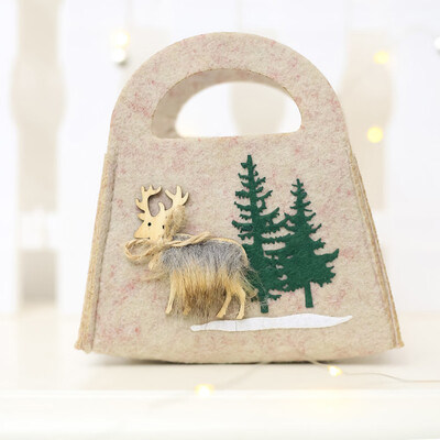 

Toponeto Christmas Felt Candy Bag Portable Christmas Elk Pattern Gift Home Decor Pouch
