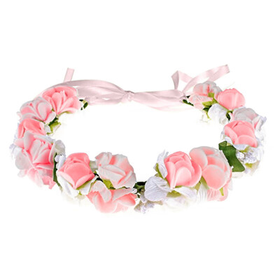 

Adjustable Wreath Flower Headband Crown Boho Headwrap Elastic Kids Girl Travel Wedding Girls Headwear Photography Hairband