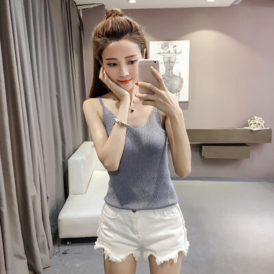 

Woman Knitted Tank Tops Female Sleeveless Outer Wear Lady Girl Tops Vest Summer Camisole Women White Tank Top Fitness Femme Top