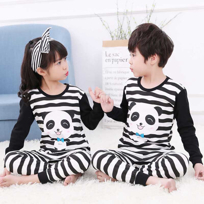 

Autumn Cute Baby Sleepwear Baby Kids Girls Boys Cartoon Print Sleepwear Set Long Sleeve Blouse TopsPants Pajamas