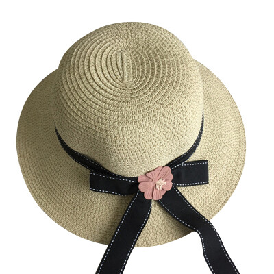 

Summer Womens Flower Straw Hats Bow sunbonnet bucket hat Wide Brim Sun Beach Hat England Style Chapeu Feminino