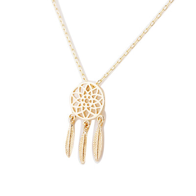 

2019 New Design Europe Trade Selling Ornaments Retro Minimalist Golden Dream Catcher Ladies Necklace