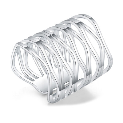 

Stylish Unisex Mesh Open Weave Metal Ring Korea Style Ring Electroplating Silver Rings