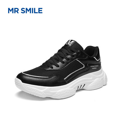 

Mr Smile MR SMILE Korean fashion mesh stitching trend wild casual sports increase mens shoes black 41