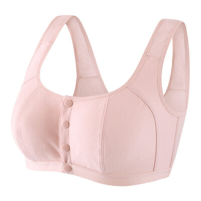 

Plus Size Bras For Women Old Cotton Vest Sleep Bra Mother Without Steel Ring Ultra-thin Underwear Front Four Buckle Anti-light