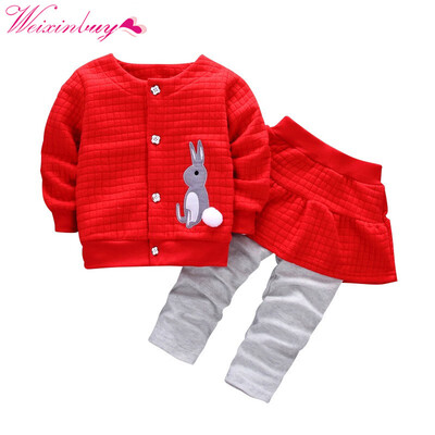 

2 PcsSet Newborn Clothes Autumn Winter Baby Girls Set Printed Cute Rabbit CoatPant Baby Outfit Casual Suit Infant Girls Set