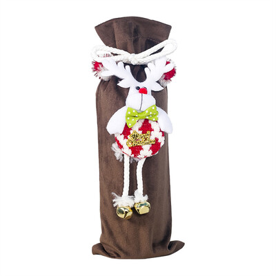

Toponeto Christmas Wine Bottle Set Fabric Doll Christmas Flannel Champagne Decoration