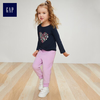 

GAP flagship store baby girl plus cashmere casual pants 307655 baby children fleece pants purple 90cm 2T