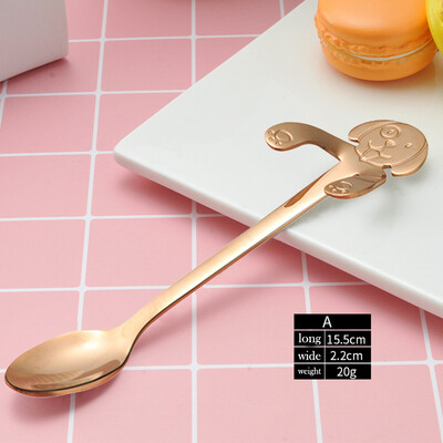 

Toponeto Cute Dog Spoon Long Handle Spoons Flatware Coffee Drinking Tools Kitchen Gadget