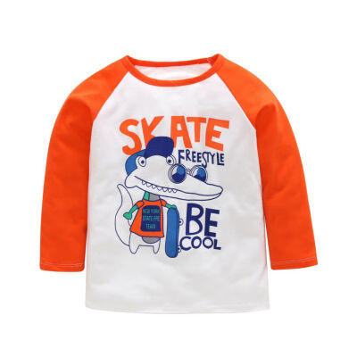 

Spring Autumn Casual Fashion Baby Girl Long Sleeve Cartoon Printing T-Shirt Kids Blouse Orange Color