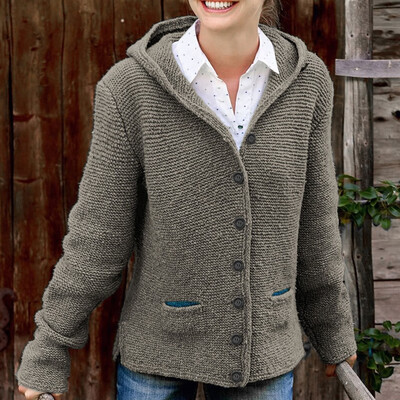 

Tailored Women Casual Warm Daily Loose Hoodie Button Knitting Jumper Tops Blouse Sweater