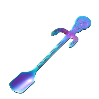 

Multicolor Coffee Stir Spoon Stainless Steel Innovative Skull Salad Fruit Fork Stirring Spoon Teaspoon Dessert Tea Spoon