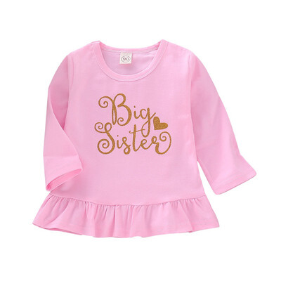 

Autumn T-shirt Baby Girl Cotton Letters Long Sleeve T-shirt Sister Family Matching Tops Clothes