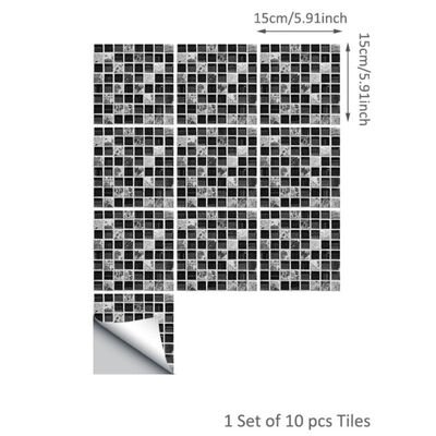 

10PcsSet Thickened PVC Tile Stickers Square Removable Waterproof Self-Adhesive Wall Decor Murals for Bathroom Kitchen Bedroom