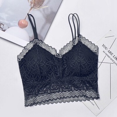 

Sexy Transparent Underwear Top Lace Lingerie Women Contrast Color Strappy One-piece Padded Basic Ladies Camisoles lace top