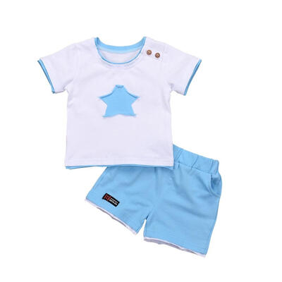 

WEIXINBUY Boys Clothing Set Summer New Fashion 100 Cotton With Five-star Print for Infant Clothes 2pcs Set