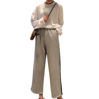 

Women Spring Summer Solid Color Wide Leg Pants Loose Elastic High Waist Straight Casual Pants