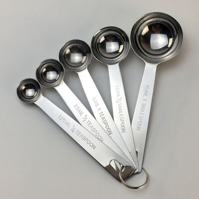 

5PcsSet Stainless Steel Round Seasoning Measuring Spoon Kitchen Baking Tool
