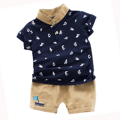 

Summer Baby Boys Short Sleeve Alphabet Print Tops Blouse T-shirtShorts Children Casual Outfits Sets Kids Clothing