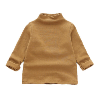 

Warm Children Girls Fashion Casual All-match Solid Color Long Sleeves Turtleneck Cotton Bottoming Shirt