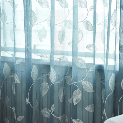 

Gobestart Leaves Sheer Curtain Tulle Window Treatment Voile Drape Valance 1 Panel Fabric
