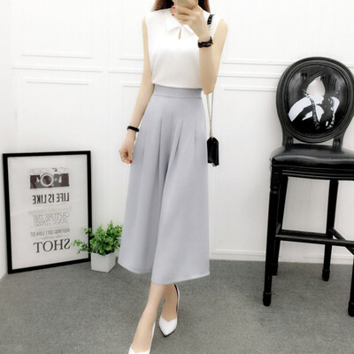 

Oioninos Korean Slim Thin Cotton Linen Chiffon Loose High Waist Wide Leg Harem Pants Women Solid Elastic Trousers