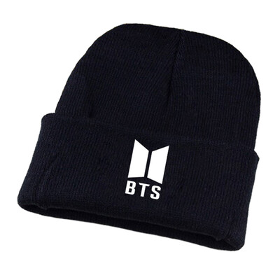 

Kpop BTS Bangtan Boys 3D Embroidery Knit Hat Winter Warm Cap Slouchy Solid Skull Beanie Hat SUGA JIMIN V JIN J-HOPE Black Knit Cap