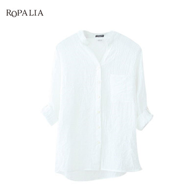 

Sexy V-Neck Women Blouse Spring Autumn Casual Long Sleeve Pockets Tops Shirts Blusas