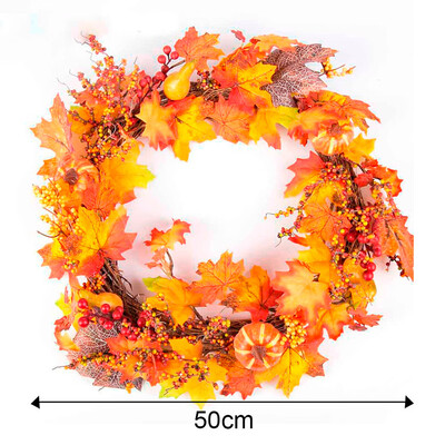 

Gobestart 50cm Berry Maple Leaf Fall Door Wreath Door Wall Ornament Thanksgiving Day