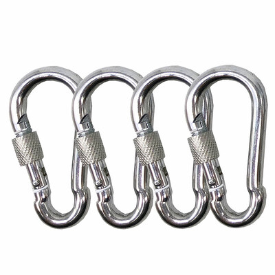 

Golm 7cm spring buckle insurance hook carabiner main lock simple hook with lock carabiner dog chain buckle safety buckle wire rope key hook x4