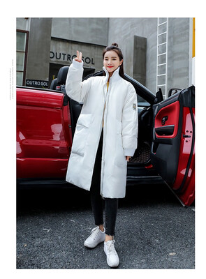 

Winter 2018 down jacket trend simple personality long sleeve long style pure color hat fashion single-breasted