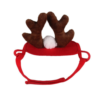 

Christmas Dog Cap Hat Clothing Apparel Accessory Elk Antlers Puppy Cotton Gift