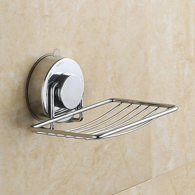 

Luxury Stainless steel soap box Bathroom Soap Holder Sponge lock Sucker Bath Bathroom Wall drain Rack