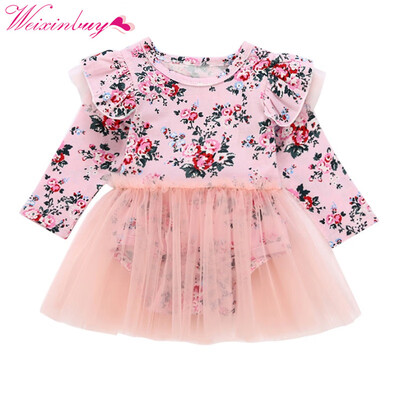 

Dress for Girl Newborn Baby Romper Floral Long Sleeve Mesh Baby Girl Dress Fashion Summer Baby Clothes