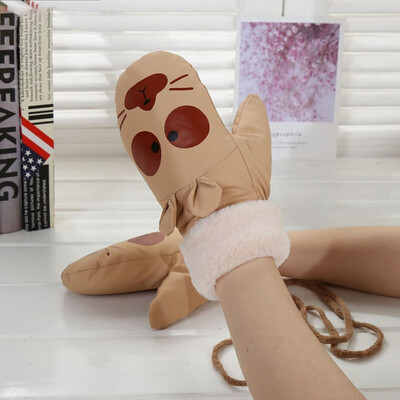 

Cute Carton Rabbit Fur Children Gloves Plush Lining Keep Warm Lovely Mittnes For Student Autumn And Winter