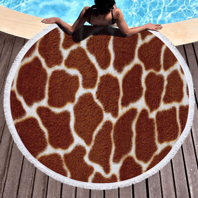 

Gobestart 1 PC Round Beach Pool Home Shower Towel Blanket Table Cloth Yoga Mat Leopard