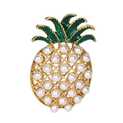 

Yellow Pineapple Brooches For Women Girls Kids Clothes Accessories Enamel Simulated Pearls Fruit Corsage Jewelry Free shipping