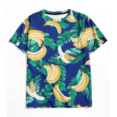 

Toponeto Men Summer Fashion Casual Printing Short-Sleeve Banana T-Shirt Top Blouse