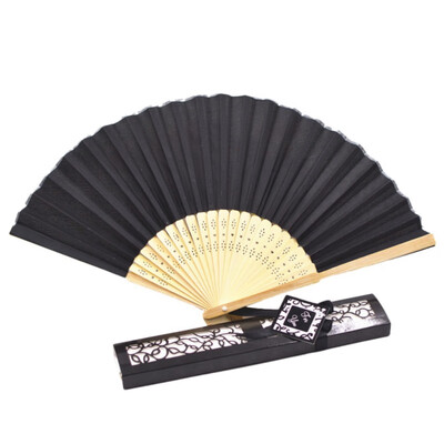 

Wedding Decoration Back Ceremony Solid Color Elegant Silk Cloth Folding Fan 12 Colors Party Decoration