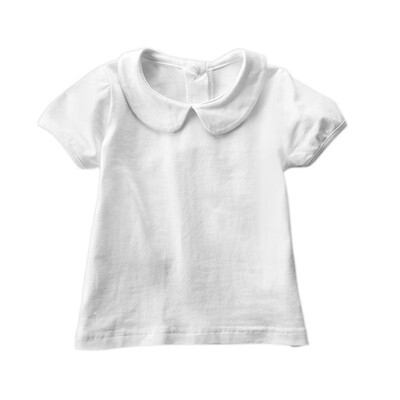 

Summer Children T-shirt Baby Girls Cotton Sleeve White Shirts for Girls Collar Kids Clothes Girls T-shirt