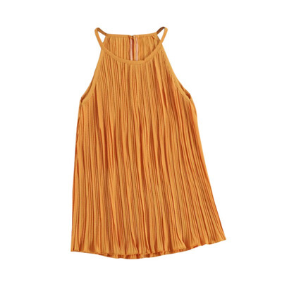 

Cosy Women Chiffon Tops Fashion Solid Color Sleeveless Ruched Camisole long Female clothes womens harajuku