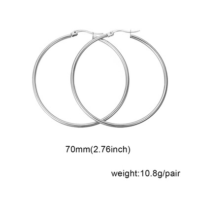 

guangxichuangshengxinfu 1 Pair Sexy Women Stainless Steel Smooth Big Large Hoop Earrings Jewelry